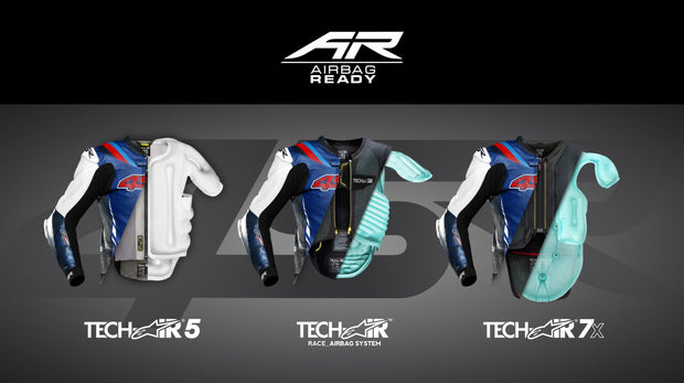 4SR racing suits showing compatibility with Tech-Air® 5, Race, and 7X airbag systems