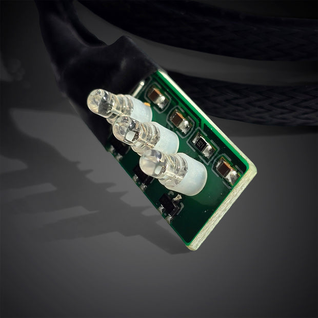Detail of LED cord connector with three light diodes for Tech-Air® to 4SR suit integration