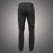 4SR GTS Black motorcycle jeans rear view with stretch lumbar panel and subtle 4SR logo stitching
