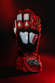 4SR RR Aramid Core Red Racing Gloves in red-black studio light – CE-certified gloves for sportbike and track riders