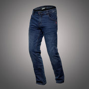4SR GTS Blue motorcycle jeans – front view displaying classic denim look, slim cut, and clean timeless design