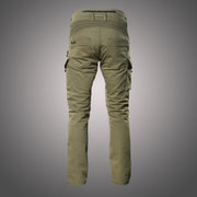 Rear view of 4SR Tourismo Green motorcycle jeans in Cordura® Denim – protective AA certified riding pants with ergonomic design