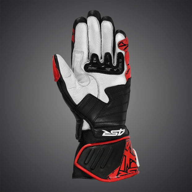4SR RR Aramid Core Red Racing Gloves palm side showing Pittards® leather for superior grip and control