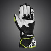 4SR RR Aramid Core White motorcycle racing gloves palm view highlighting Pittards leather construction and grip zones

Image 3 (front top view):