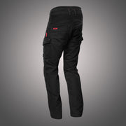 Back view of 4SR Tourismo Black jeans with stretch panels and cargo pocket