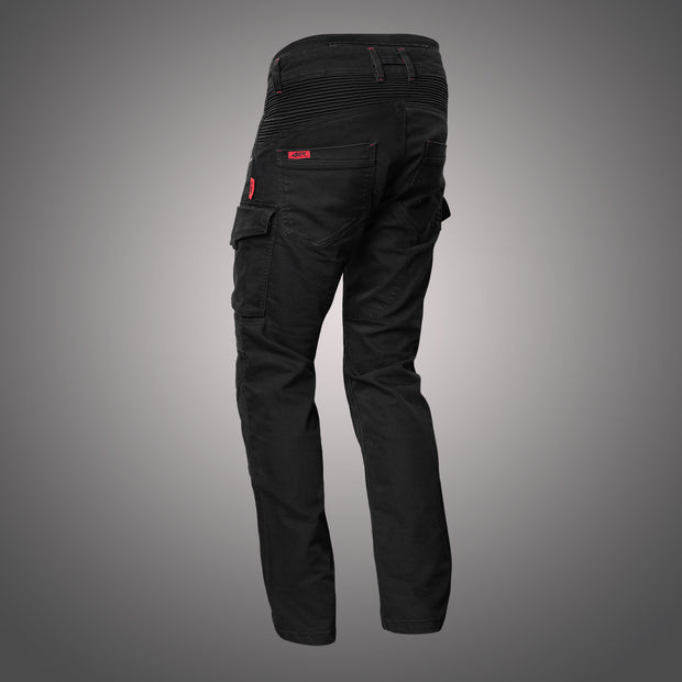 Back view of 4SR Tourismo Black jeans with stretch panels and cargo pocket