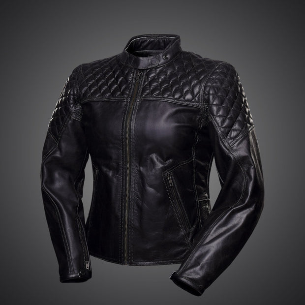 4SR Scrambler Lady Petroleum - Stylish Leather Motorcycle Jacket