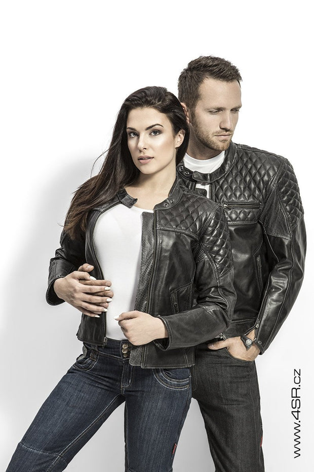 4SR Scrambler Lady Petroleum - Stylish Leather Motorcycle Jacket